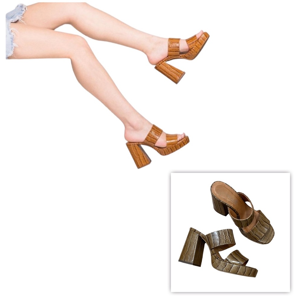 L’Intervalle Halsey Croc Print Platform Mules